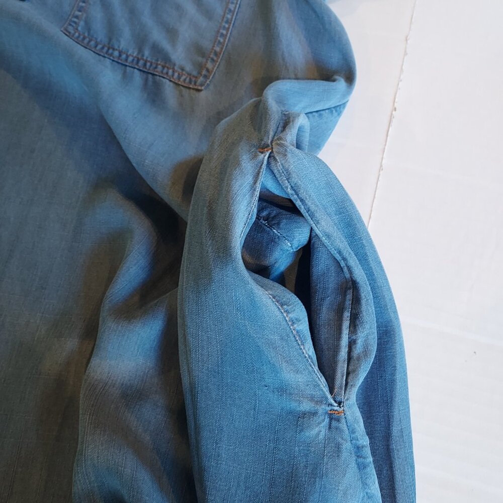 CASLON Chambray Popover Long Sleeve Split Neck Midi Shirtdress Size Large NWOT - Picture 4 of 9